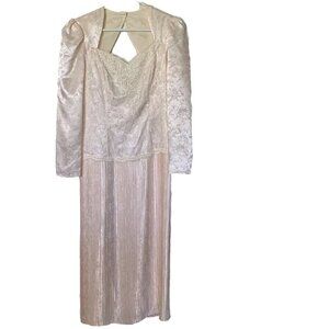 Scott McClintock Size 8 Champagne Lace Pleated Dress Satin Wedding Vintage